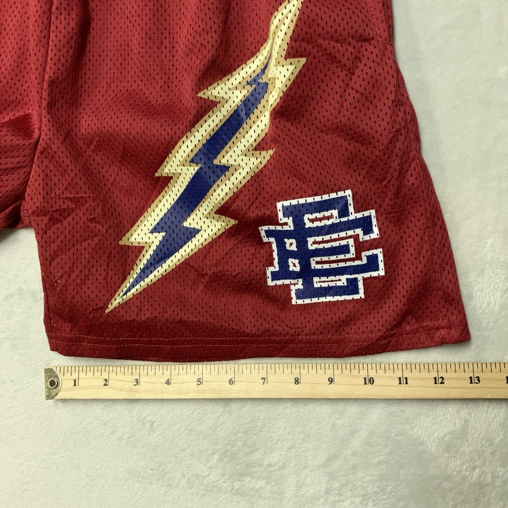 Eric Emanuel EE Basic Short Red Yellow Lightning Strike Bolt Mesh Mens XXL - Picture 7 of 8